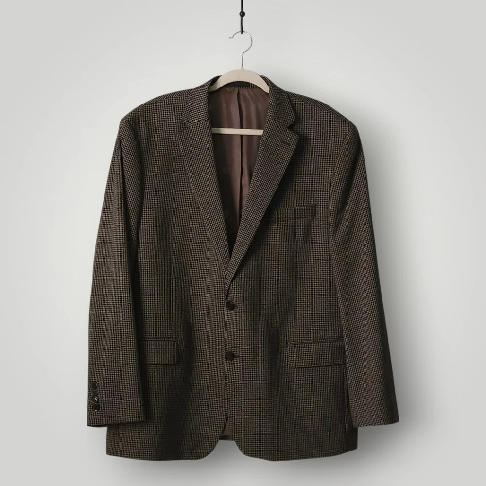 Lauren Ralph Lauren 46R Brown Houndstooth Sport Coat‎ Blazer Jacket Mens